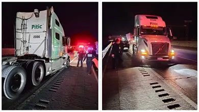 Tractocamión con impactos de bala