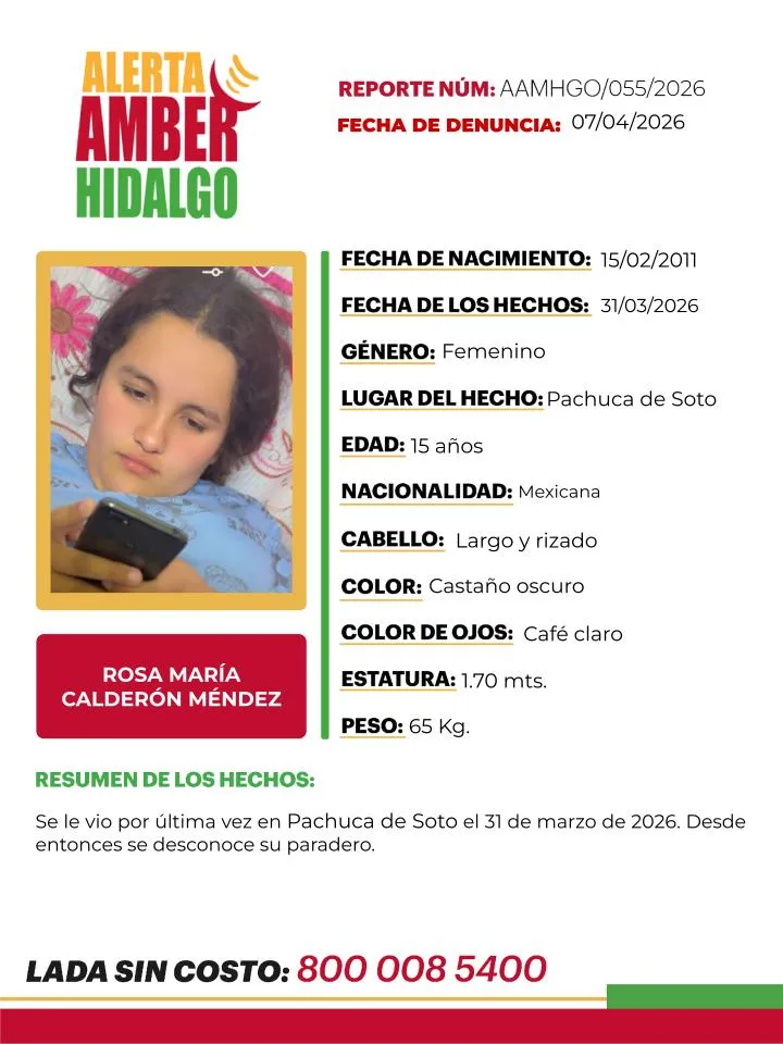 Alerta Amber: se busca a Rosa María Calderón Méndez, desapareció en Pachuca
