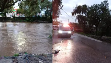 Desbordamiento del río Tepeji frente a la central camionera.