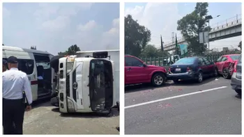 Accidentes vehiculares registrados en la autopista México-Pachuca con dirección a CDMX.