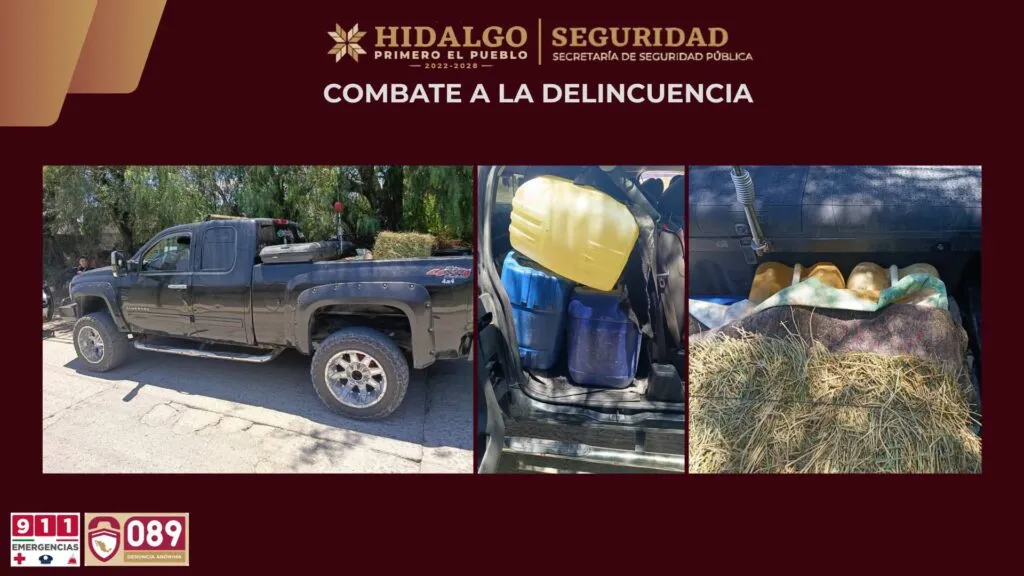 Aseguran más de mil litros de hidrocarburo en Ixmiquilpan; hay dos detenidos