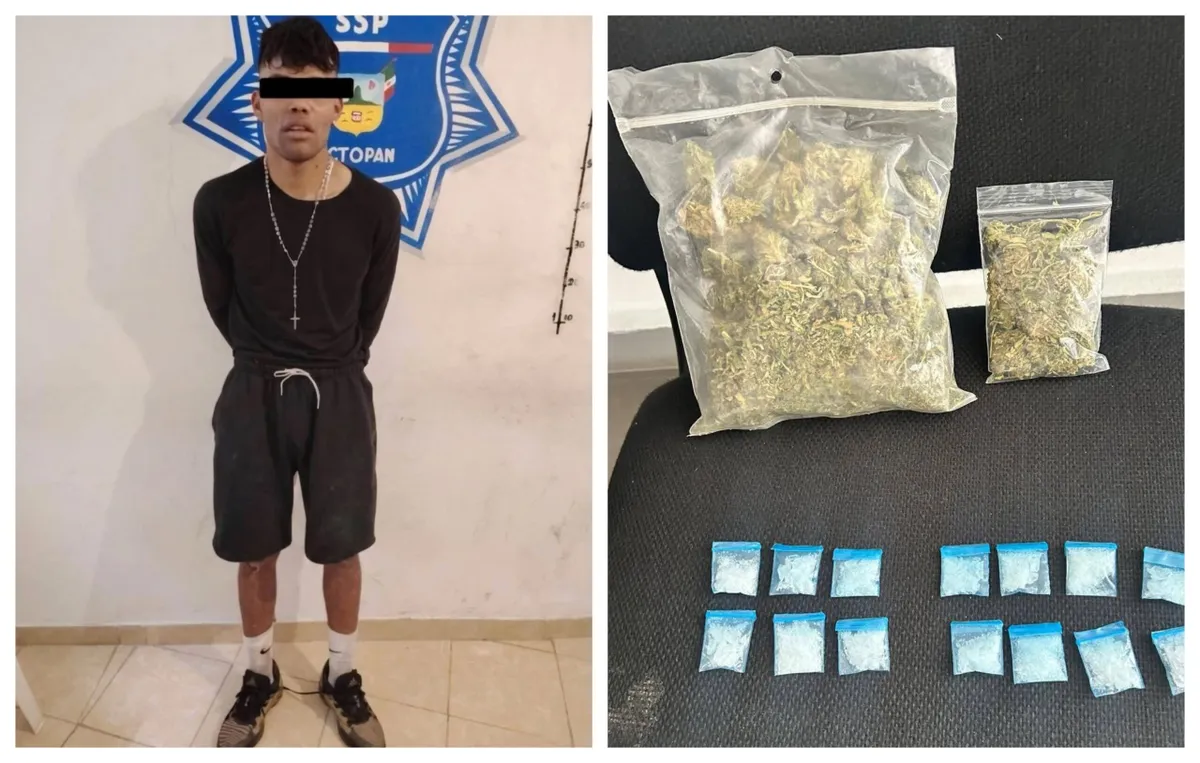 Detienen en Actopan a motociclista con vehículo robado y presunta droga