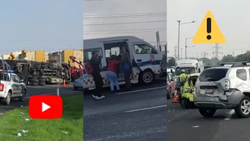 La volcadura de tráiler en la México-Pachuca complicó la circulación este Martes 13, en la incorporación de Lechería-Texcoco. El conductor salió ileso. Además, un choque múltiple en Ecatepec dejó seis lesionados.