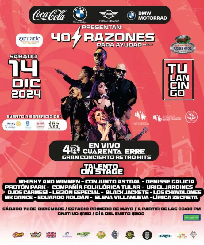 No te pierdas el concierto con causa en Tulancingo “40 Razones para ayudar”