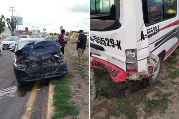Accidente en Pachuca: chocan combi de transporte público y auto