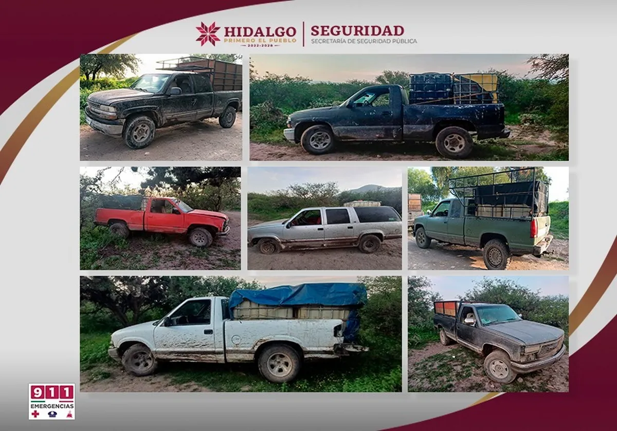 Camionetas con combustible robado aseguradas en Ajacuba