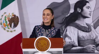 La presidenta Claudia Sheinbaum, durante la Conferencia del Pueblo en Palacio Nacional, el 18 de junio de 2026.