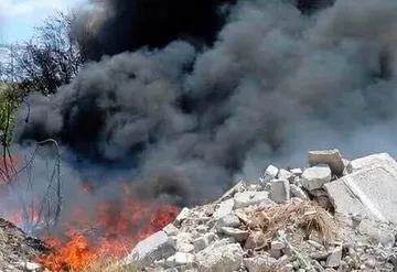 Incendio en Ixmiquilpan predio llantas