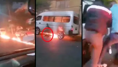 chofer arrastra a motociclista