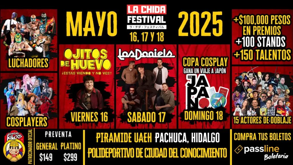 Festival La Chida 2025 llega a Pachuca con doblaje, cosplay y música