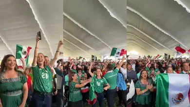 Claudia Sheinbaum y cientos de aficionados siguen el partido México vs Sudáfrica durante el Mundial 2026.