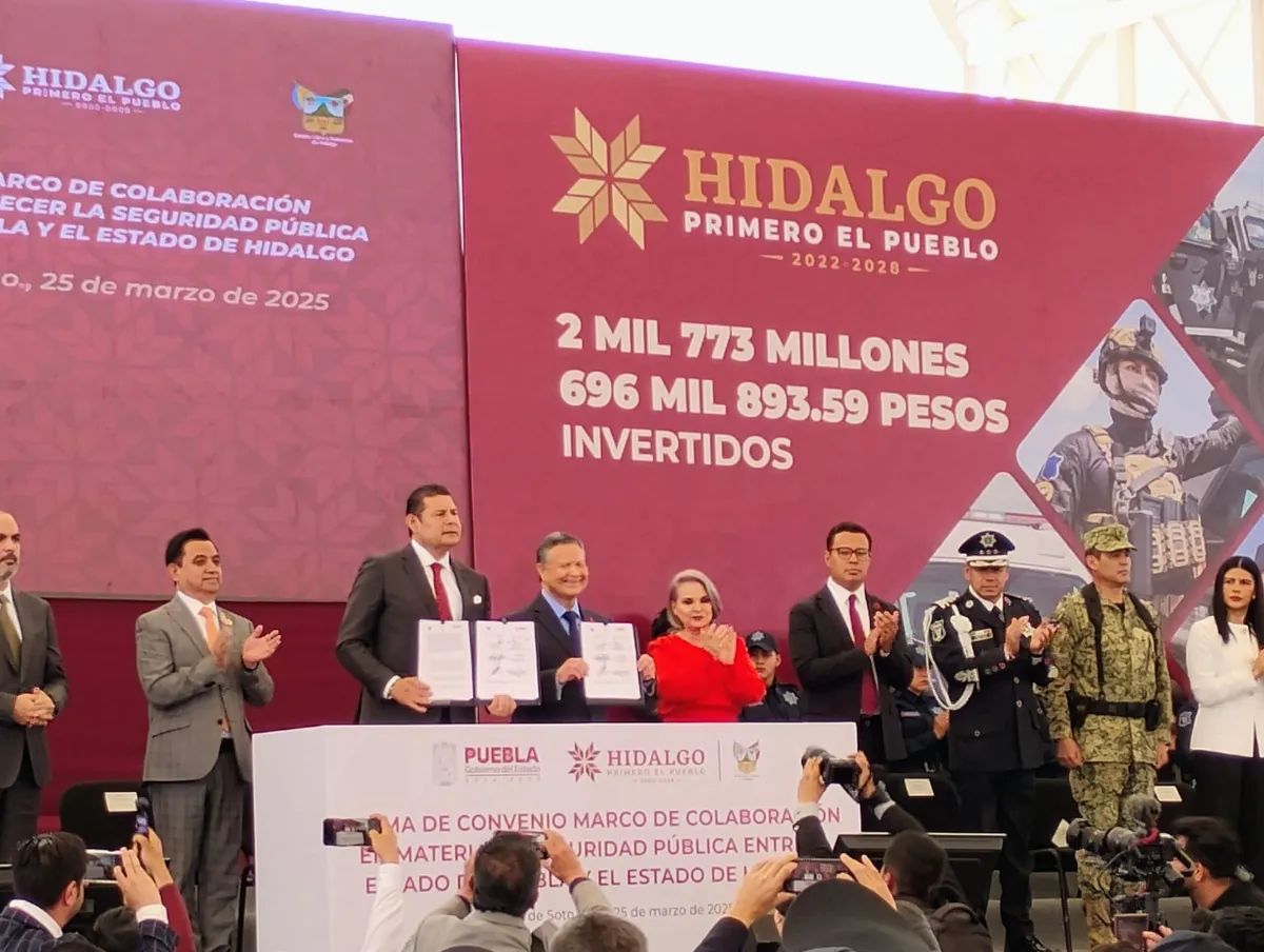 Hidalgo invierte 2.7 mmdp en seguridad: firma convenio con Puebla para vigilar límites territoriales