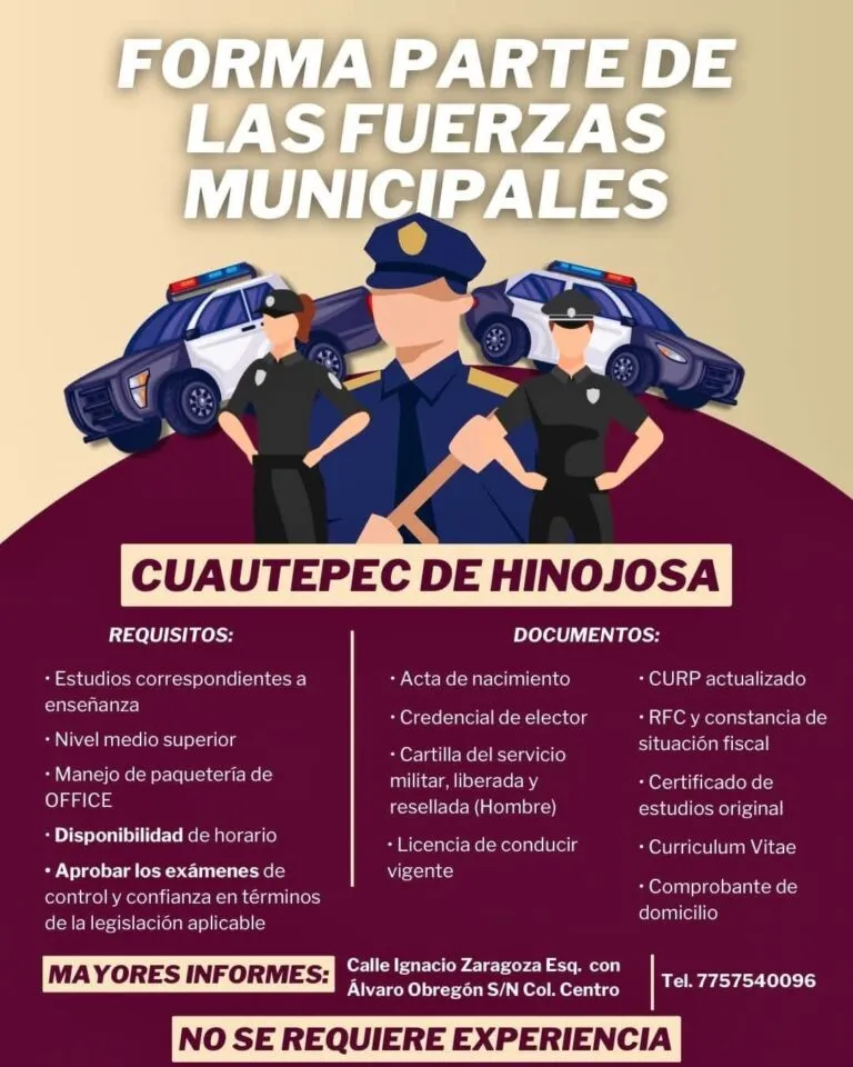 Lanzan convocatoria para integrarse a la Policía Municipal en Cuautepec: conoce los requisitos
