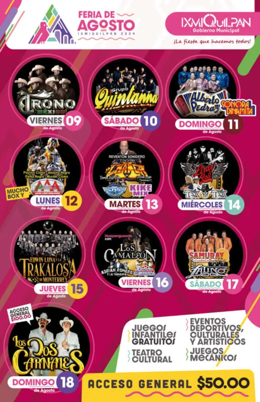 Feria Ixmiquilpan 2024: te decimos qué artistas se presentarán