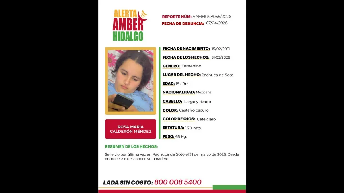 Alerta Amber: se busca a Rosa María Calderón Méndez, desapareció en Pachuca