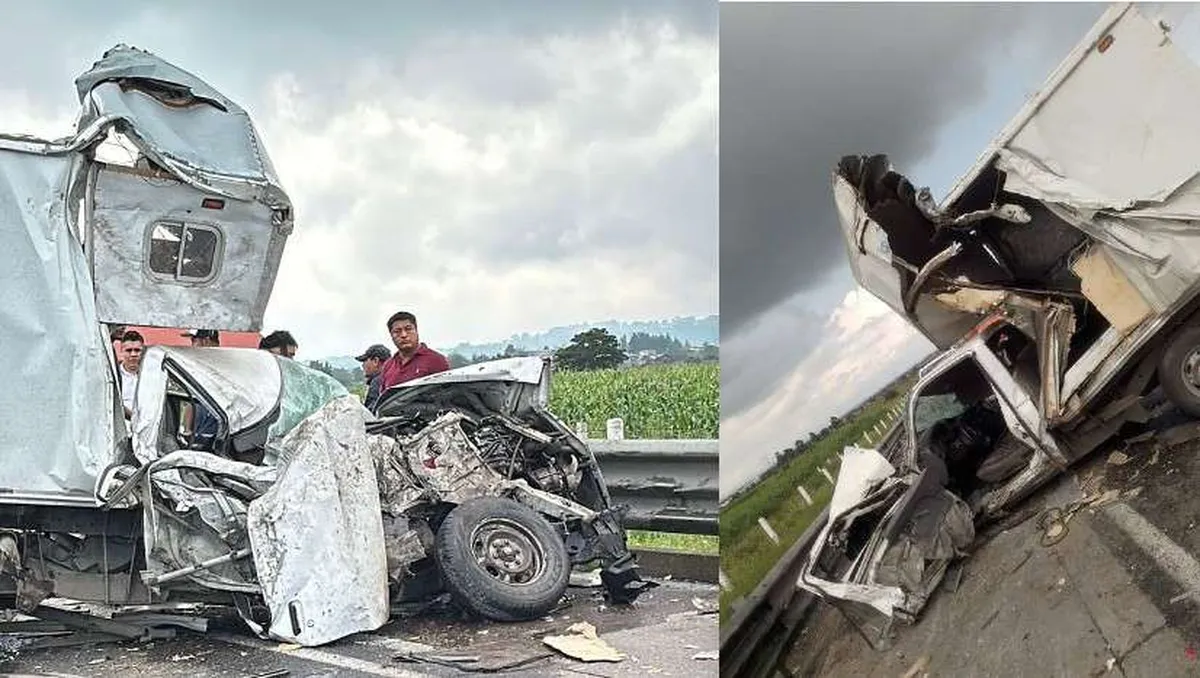 Fuerte choque entre tráiler y camioneta sobre la México-Tuxpan