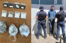 Elementos de seguridad realizando detención