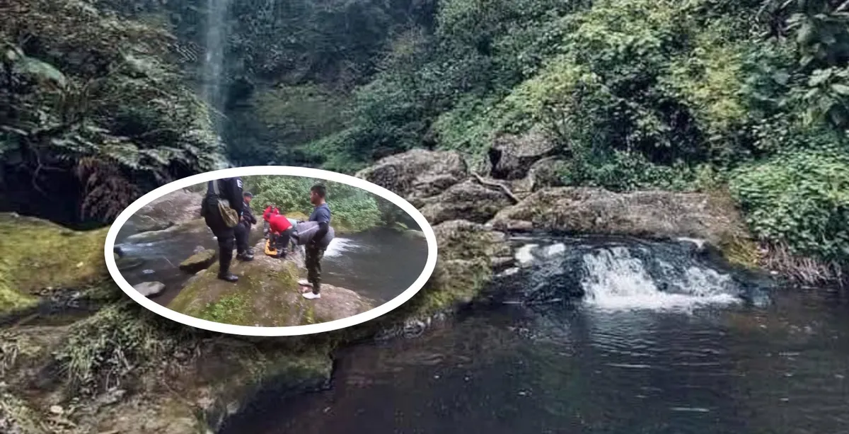 Rescatan a mujer que cayó a una cascada en Tlanchinol