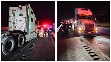 Tractocamión con impactos de bala