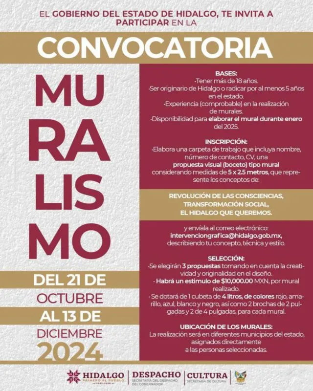 ¿Te gusta el arte? Checa esta convocatoria sobre muralismo en Hidalgo