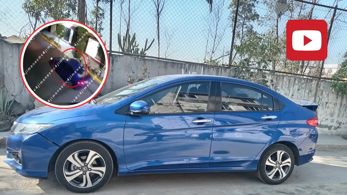 Revelan VIDEO del momento en que cuerpo de motociclista se desprende de auto en Iztapalapa.