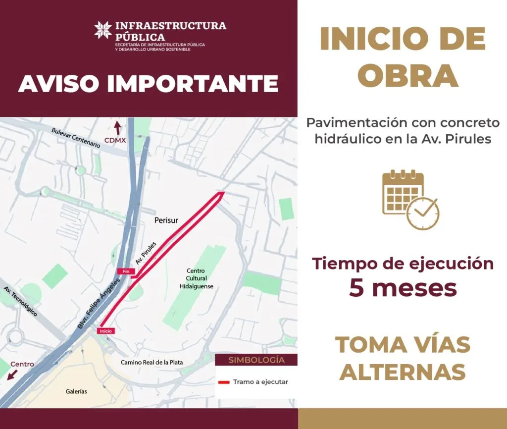 ¡Más obras en Pachuca! Inicia pavimentación de avenida que conecta con el bulevar Felipe Ángeles