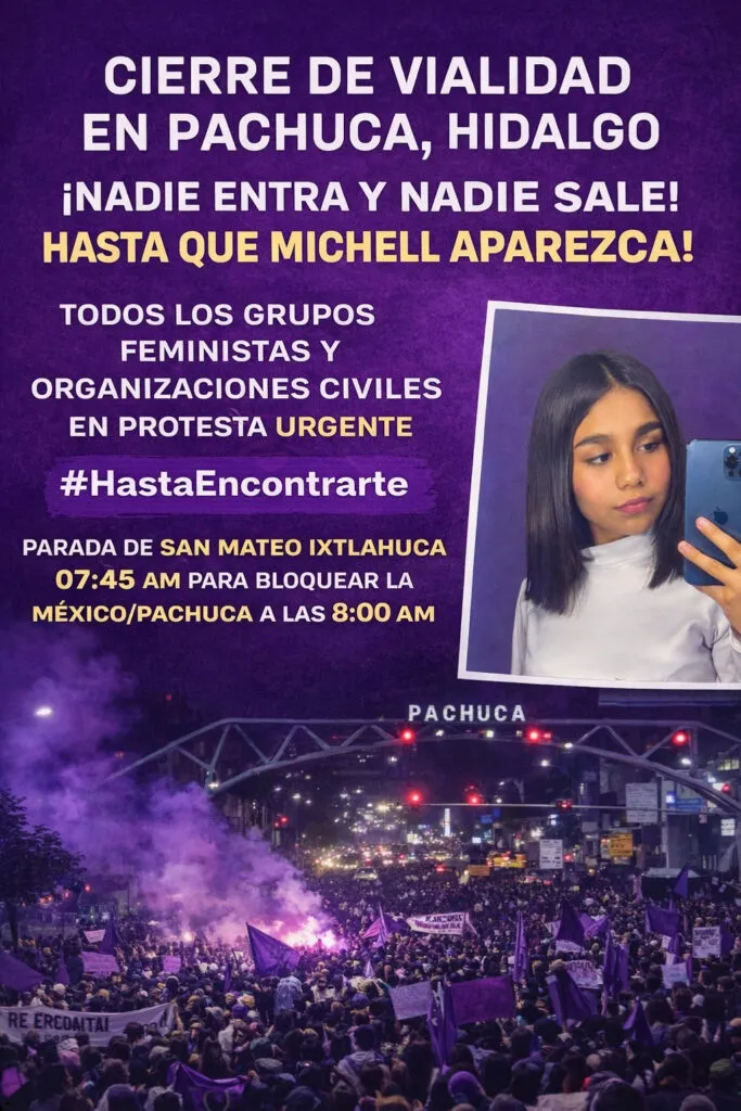 Bloqueo en la México-Pachuca por desaparición de Michell Yazel, menor de 14 años