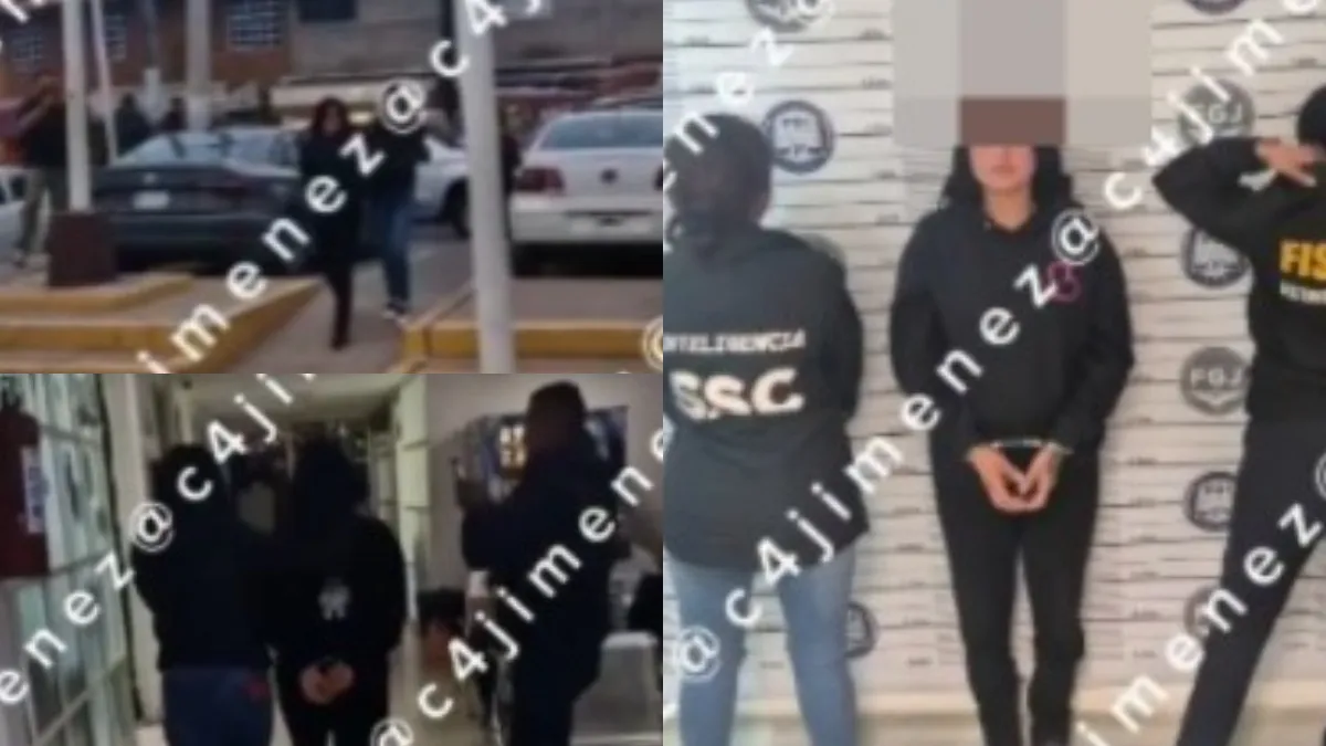 Momento en que Ericka “N”, jefa de banda de ladrones de autobuses, es detenida en un operativo en la México-Puebla.