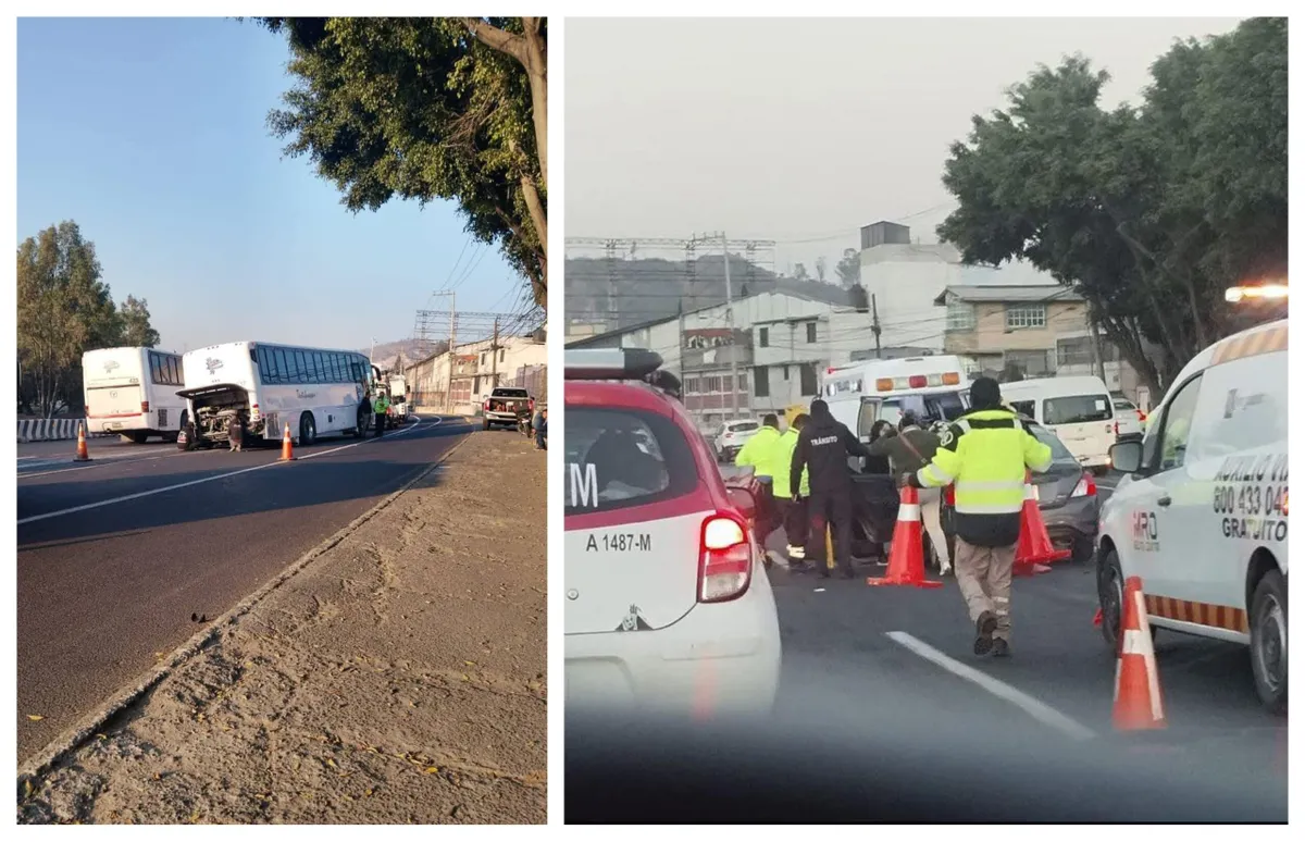 Accidentada mañana en la México-Pachuca: dos percances complican la circulación