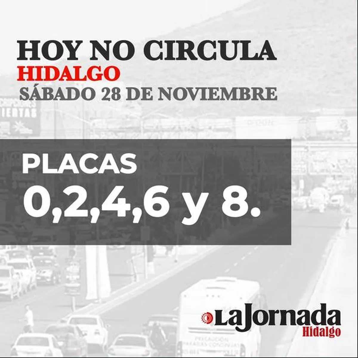 Hoy No Circula, sábado 28 de noviembre