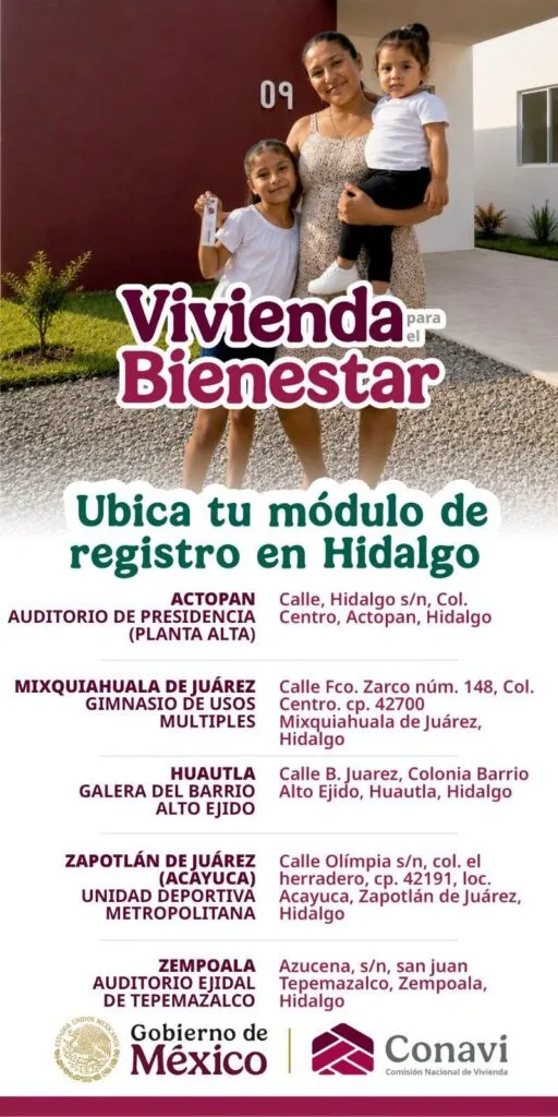 Abren registro para Vivienda para el Bienestar 2026 en Hidalgo; conoce los requisitos