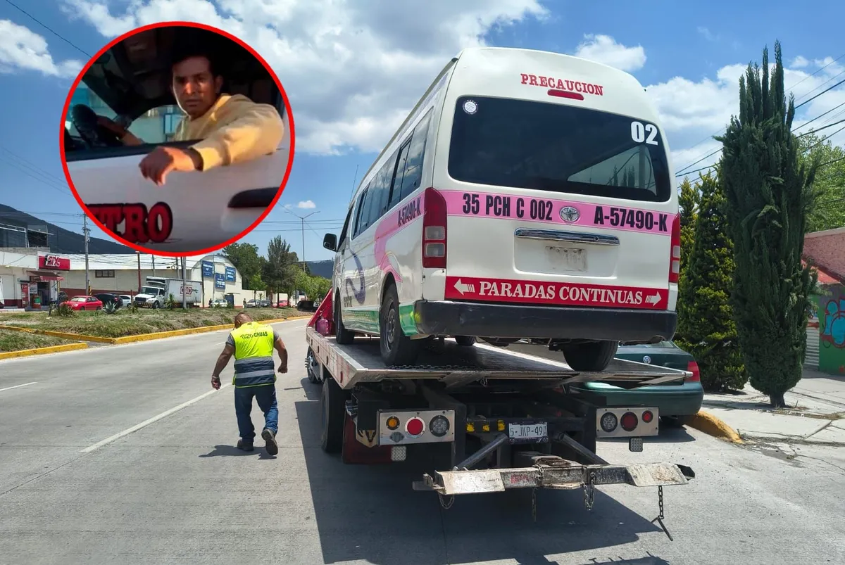 Pachuca: aseguran unidad de chofer del transporte público que amenazó con machete a automovilista