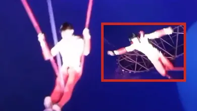 Trapecista cae durante función