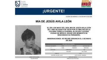Mia de Jesús Ávila León, de 1 año, es buscada mediante Alerta Amber tras desaparecer en Tlalpan, CDMX.