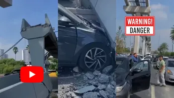 Colapsa puente peatonal en la avenida Constitución, a la altura de Rafael Ramírez, en Monterrey; Protección Civil atendió el incidente.