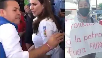 Militantes del PRI y PAN agreden a mujer que se manifestaba contra Viggiano
