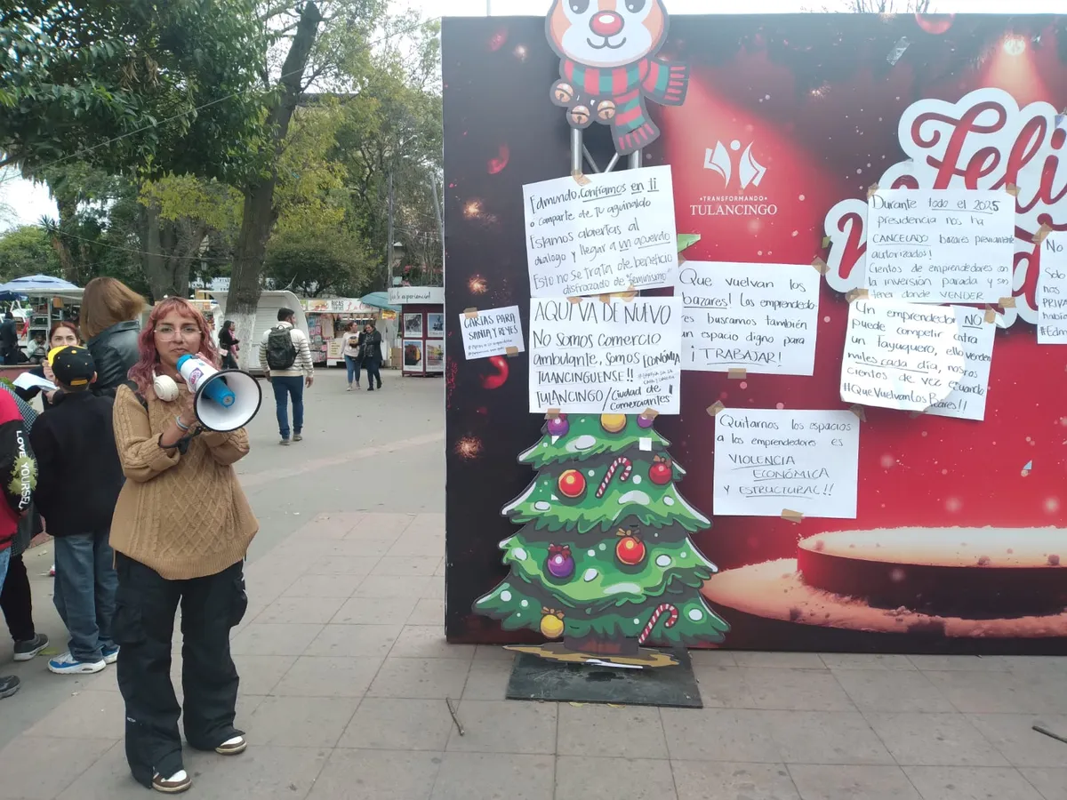 Tulancingo: emprendedoras protestan por cancelación de bazar navideño y exigen solución