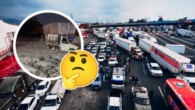 Conductores quedaron varados tras fuerte tormenta con granizo en la autopista México-Pachuca.