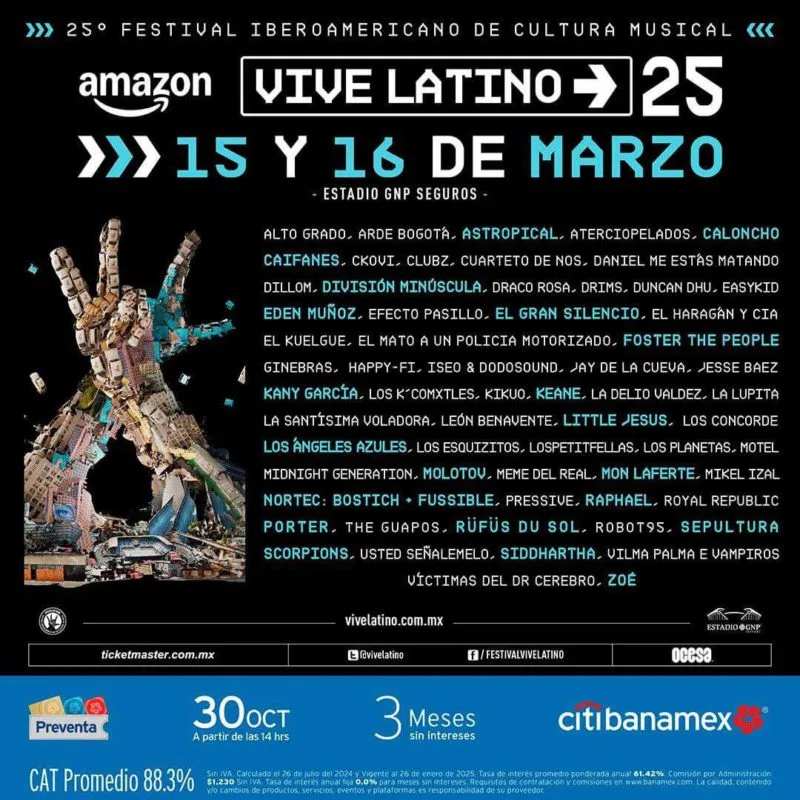Vive Latino anuncia el cartel oficial con el que celebra 25 años de música