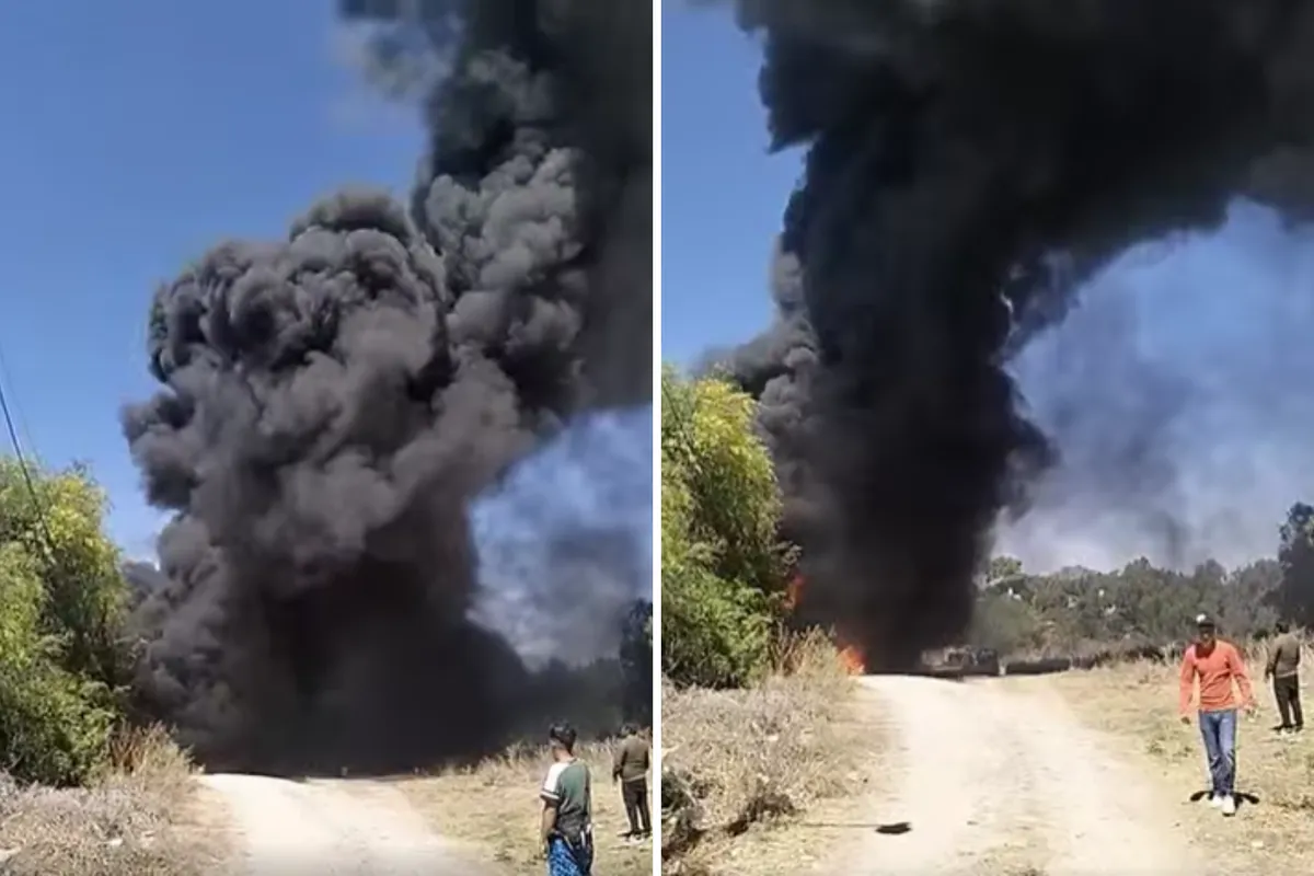 VIDEO. Incendio de llantas moviliza a autoridades en Tezontepec de Aldama