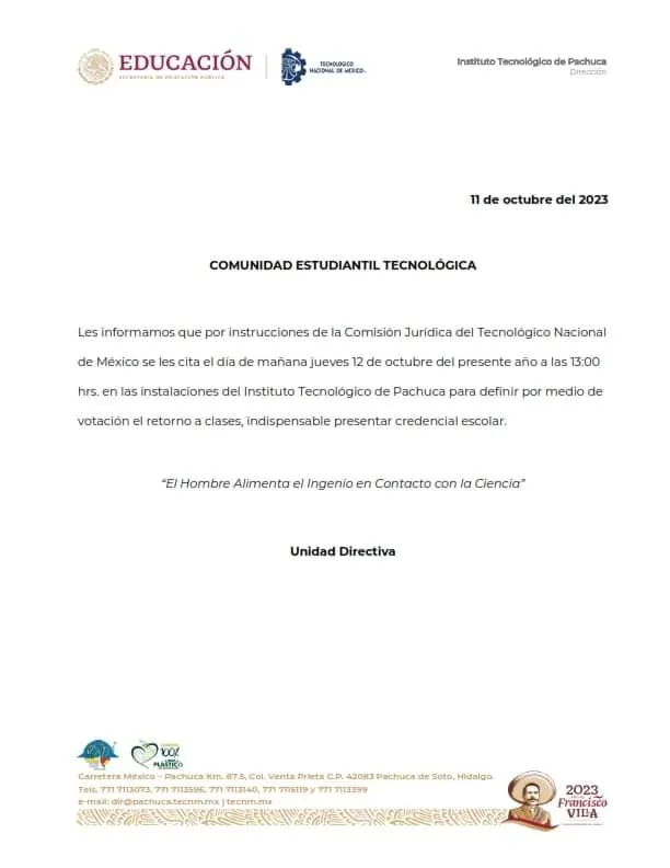Tec de Pachuca: someterán a votación si continúa o no paro