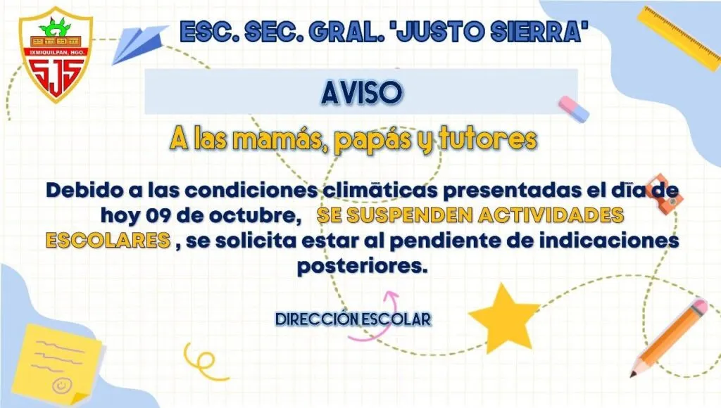 ¡Atención! Estas escuelas SUSPENDIERON clases por lluvias en Hidalgo