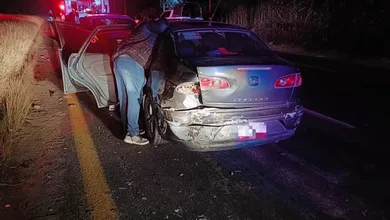 Accidente vial en Atitalaquia: una carambola dejó cinco personas lesionadas sobre la carretera Tula–Jorobas.
