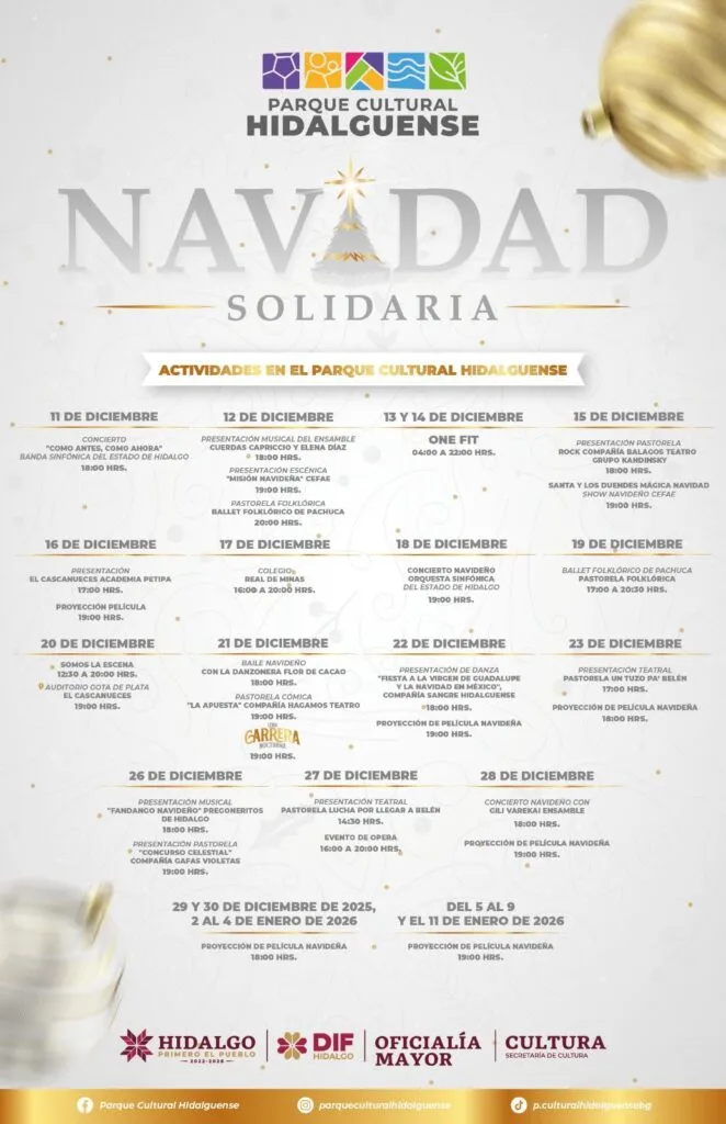 Luces, música y magia: así arranca la Navidad Solidaria en el Parque Cultural Hidalguense