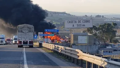 Pipa que transportaba gasolina se incendió en la México-Tuxpan