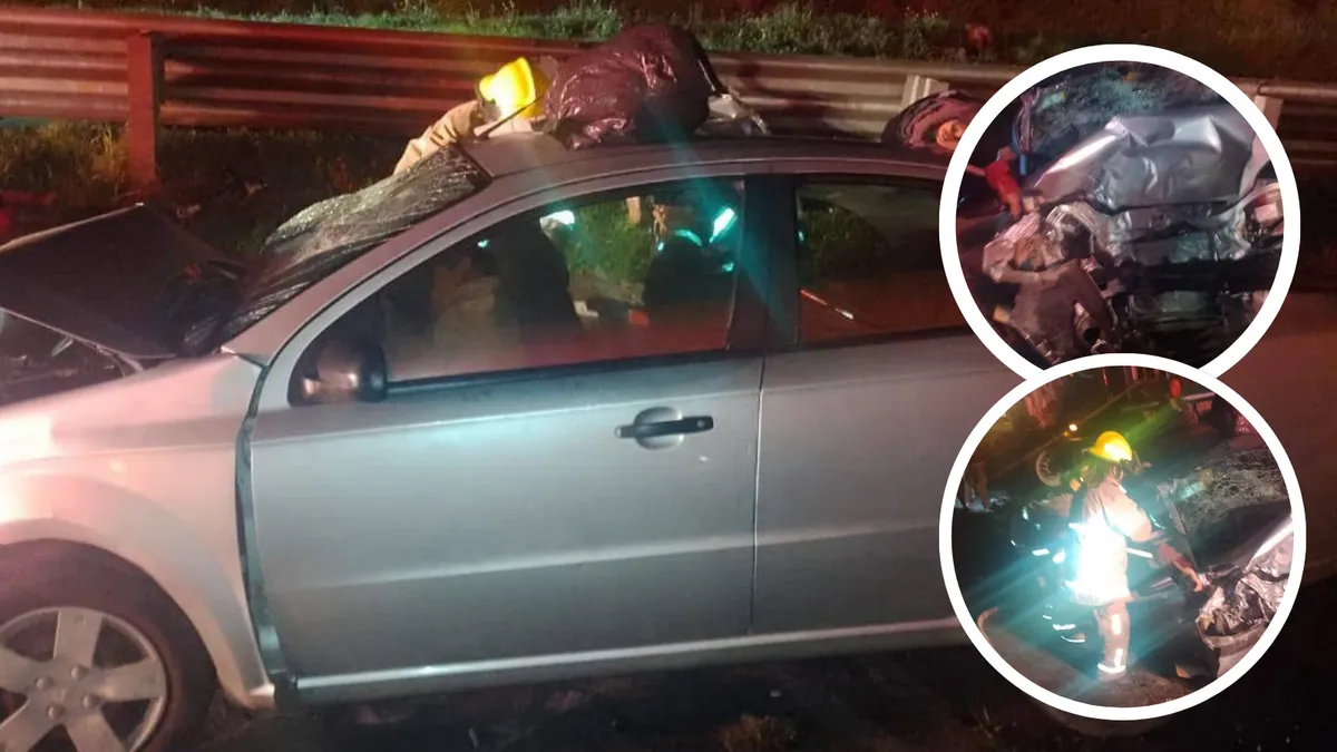 Vehículo compacto destruido tras choque en carretera México-Tuxpan.