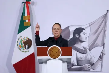 La presidenta Claudia Sheinbaum, durante su conferencia de este martes 6 de enero.