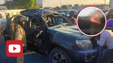 Graban momento de la explosión de una camioneta sobre la carretera México-Pachuca a la altura de Tecámac.
