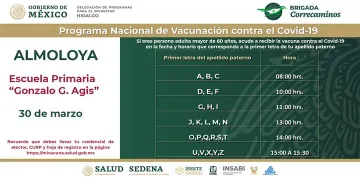 Almoloya iniciará vacunación Covid de adultos mayores