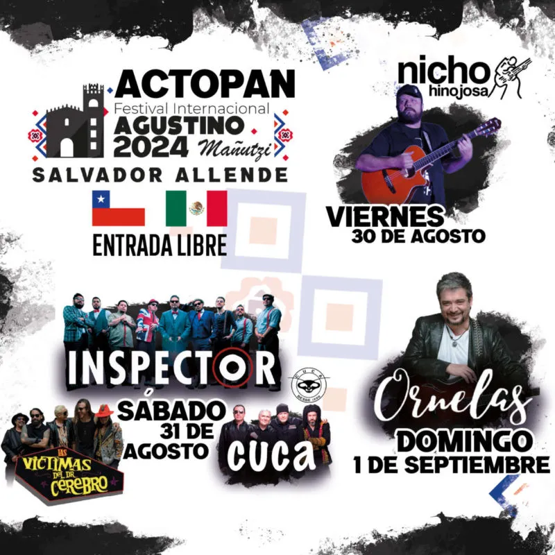 Festival Internacional Agustino Mañutzi 2024 en Actopan: cartel de artistas